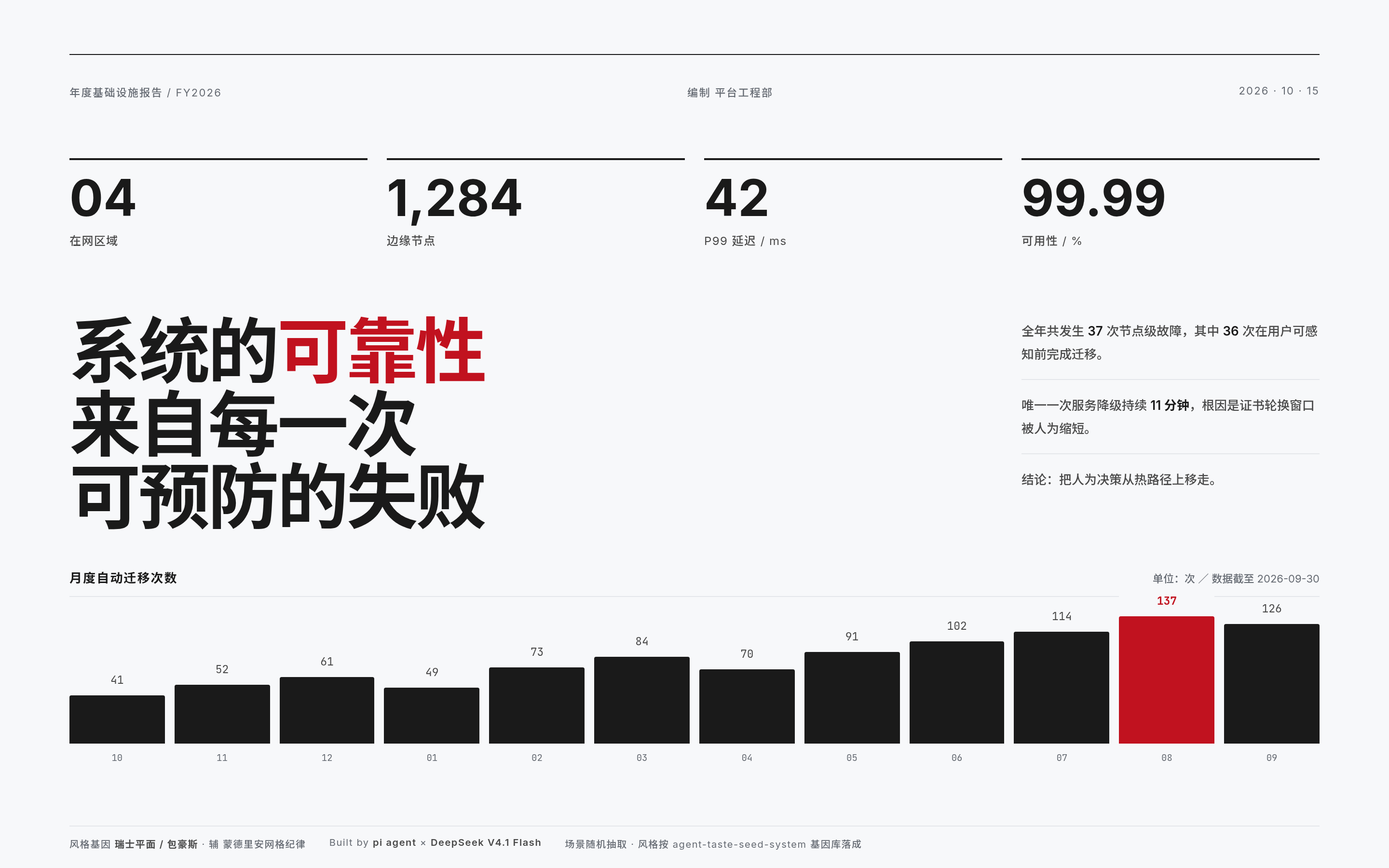 瑞士平面风格 demo：年度基础设施报告
