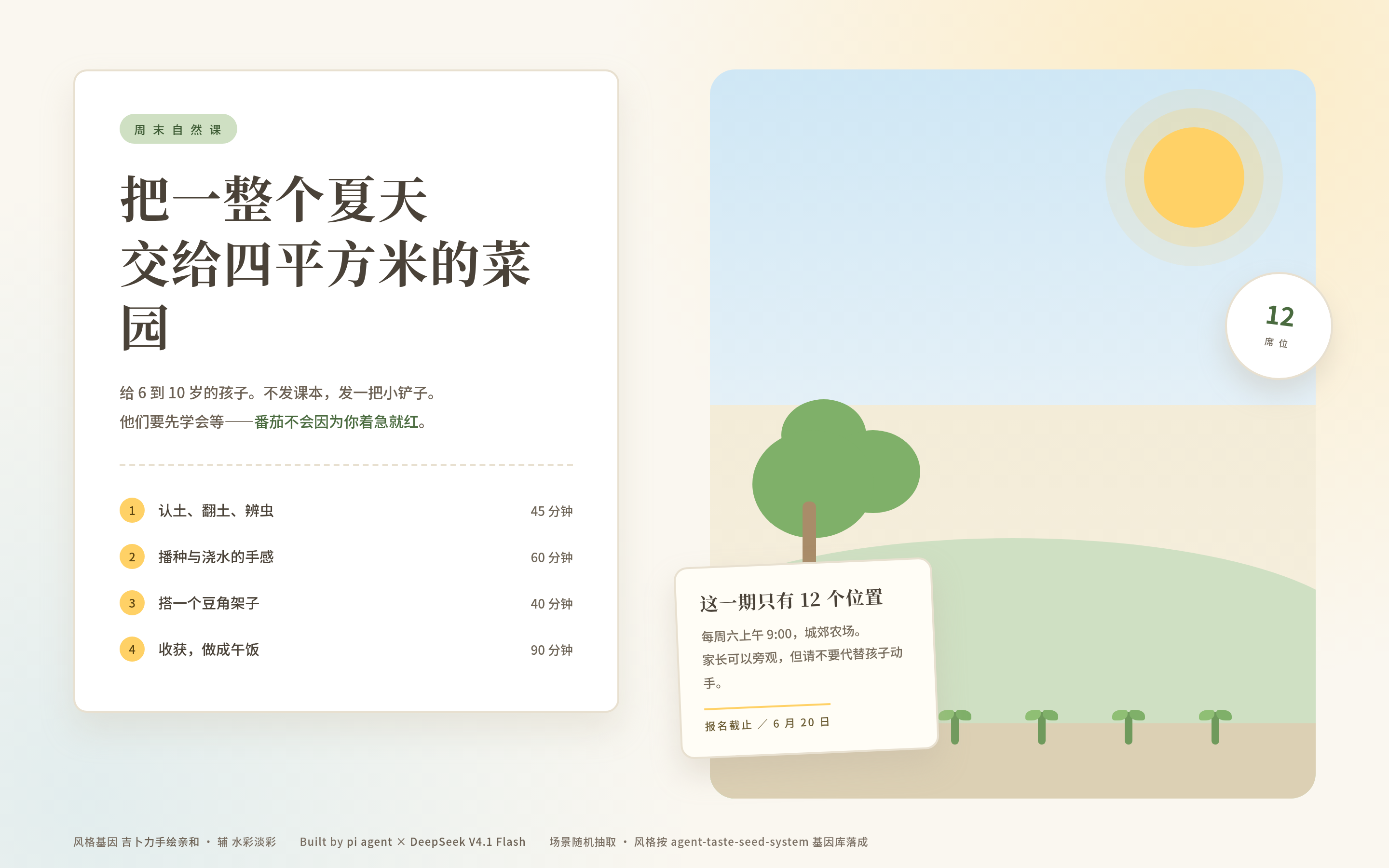 吉卜力手绘风格 demo：亲子自然课